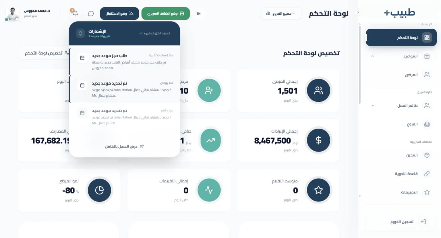 Real-Time Medical Notifications Center