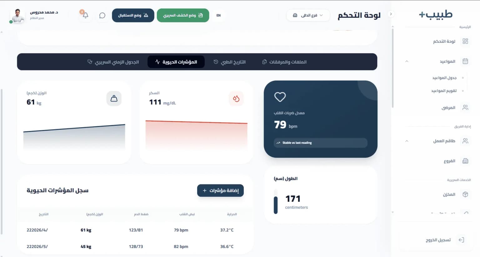 Patient Vital Signs Tracking Dashboard